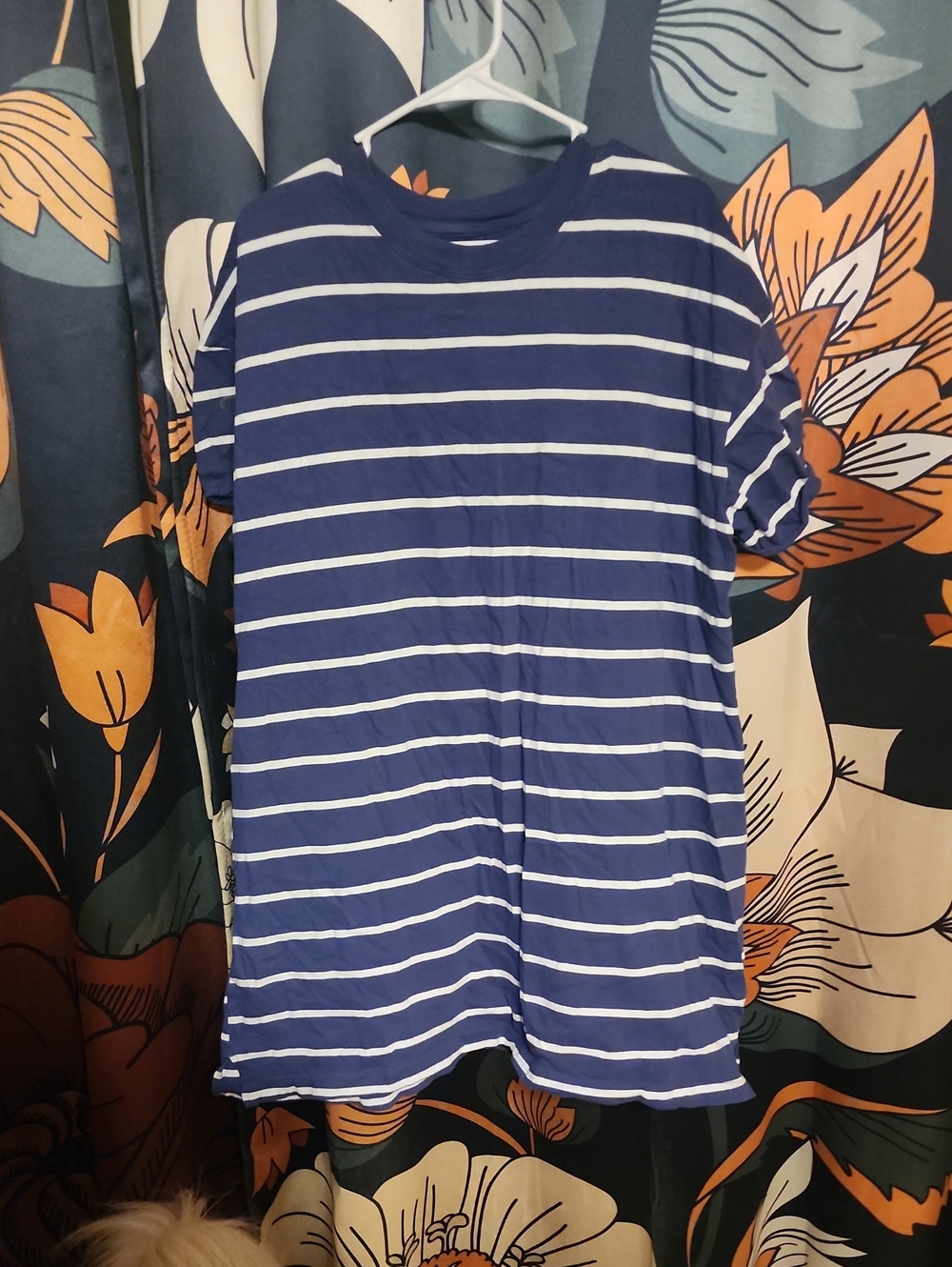 Time and Tru Navy & White Striped Short Sleeve Tee
